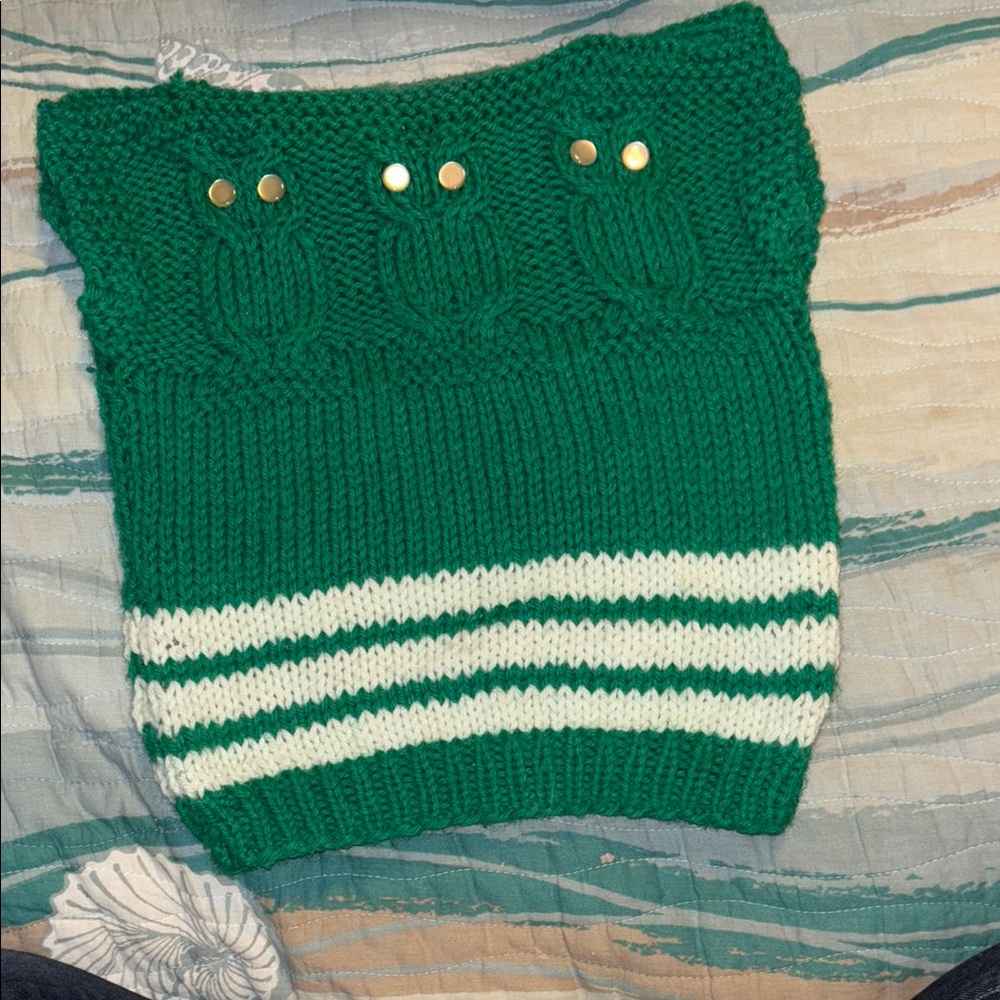 Green Knit Owl Sweater Vest